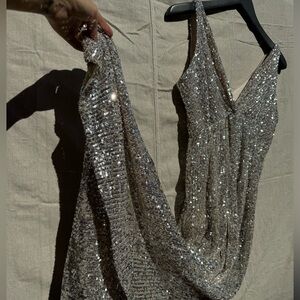 Dress - Small Sequined Luxury Formal Gown By Aakaa